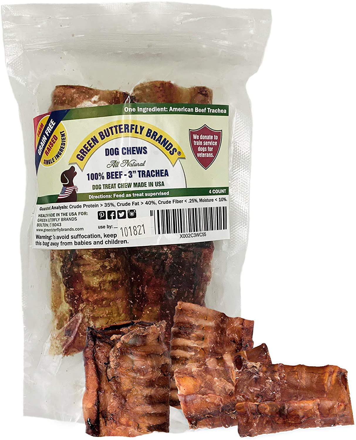 USDA/FDA-Approved ValueBull Lamb Ears Natural Dog Treats Grass Fed 40 Count 
