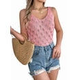 thumbnail image 3 of Womens Summer Crochet Tank Tops Knit Sleeveless Scoop Neck Sweater Vest Boho Hollow Out Cover Ups Pink XL, 3 of 10