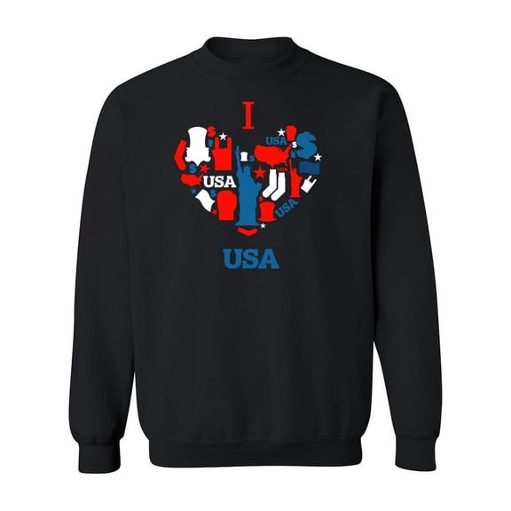 I Love Usa Heart With Icons Sweatshirt Women -Image by Shutterstock, Female x-Large