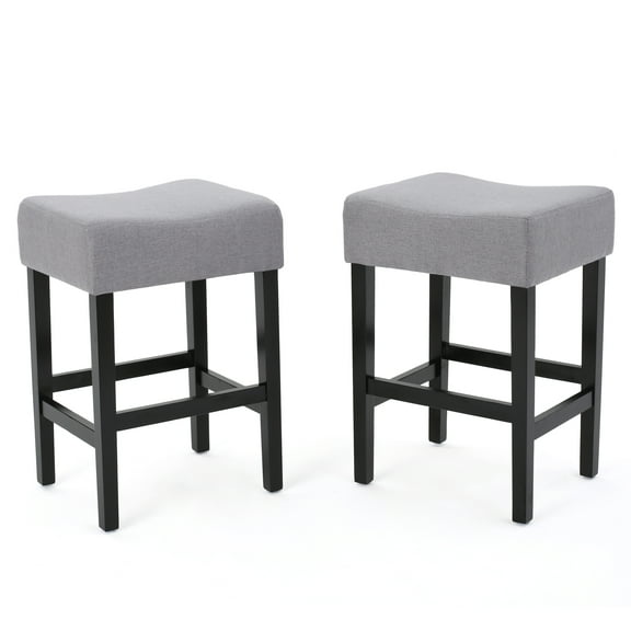 Lenando Fabric 27 Inch Backless Counter Stool, Set of 2, Light Grey