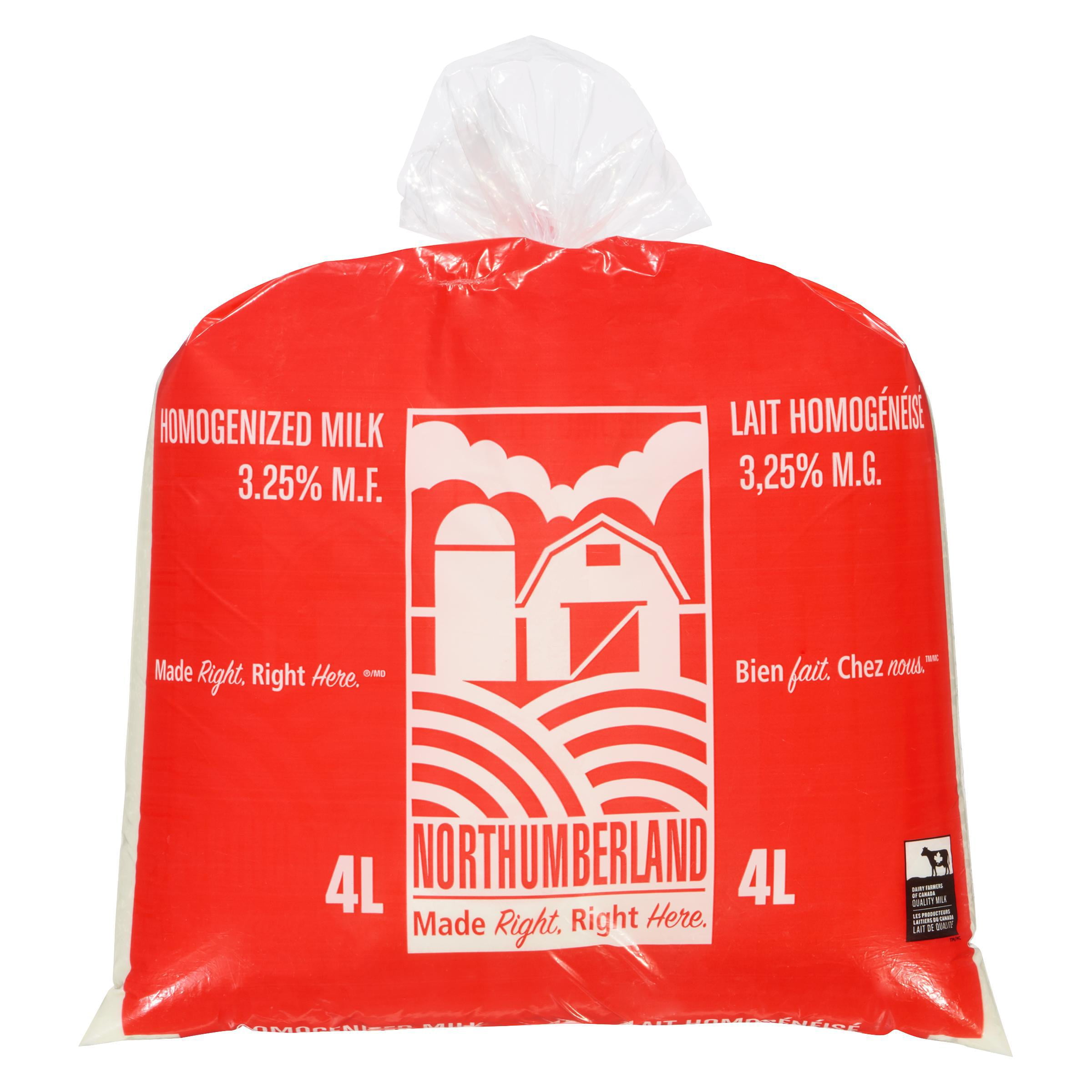 Northumberland Homogenized 3.25% Milk, 4 L Bag