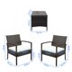 thumbnail image 3 of Zimtown Muebles de Mimbre para Patio Exterior de 3pzas, Asientos Al Aire Libre, Juego de Bistró de Mimbre, Juego de Conversación Al Aire Libre con Mesa de Centro, 3 of 7