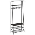thumbnail image 1 of Hall Tree with Bench – 4-in-1 Rustic Entryway Organizer – 5 Hooks, Shoe Rack & Coat Rack – 200 lb Seat – Space-Saving – MDF & Steel – 70"H, 1 of 5