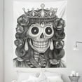 thumbnail image 1 of Skull Tapestry, Day of the Dead Art Hand Drawing Folk Skull with Flowers Crown Ornaments, Fabric Wall Hanging Decor for Bedroom Living Room Dorm, 5 Sizes, Black and White, by Ambesonne, 1 of 1