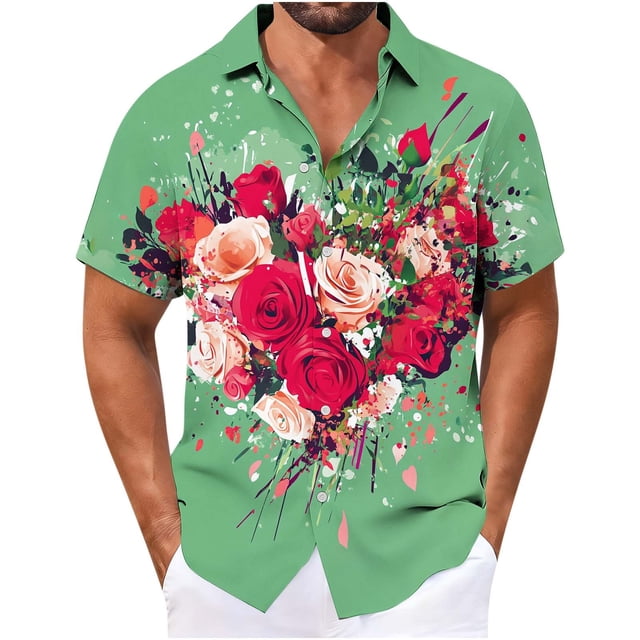 Hombro Frío Tops Hawaiano Impresión Botón Arriba Camisa de Cuello, Suéter Cardigan Top con Mangas Cortas