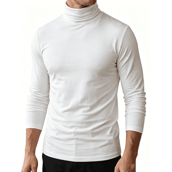Men Casual Turtleneck Slim Fit Basic Tops Lightweight Long Sleeves Top Underwear Male Blouse T-Shirt