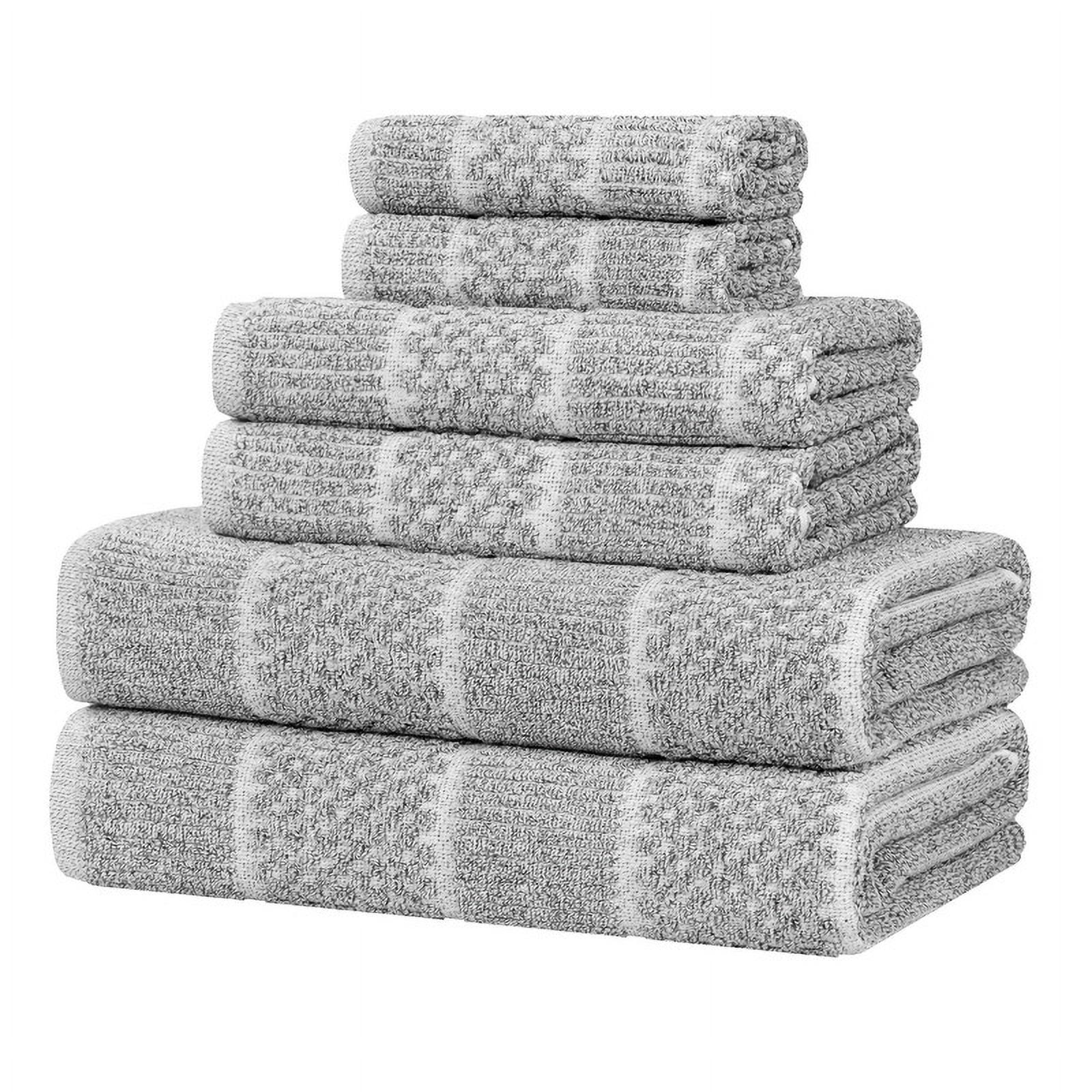 Superior Naples Viscose Cotton Blend Medium Weight 6 Piece Towel Set, Charcoal