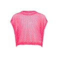 thumbnail image 3 of Zaldita Kids Girls Mesh Crop Tops Short Sleeve Hollow Out Fishnet Jazz Ballet Disco Dance Tank Tops T Shirts Blouse Pink 15-16, 3 of 7