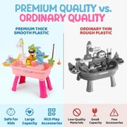 Pink Water Table for Girls/ 2–7 Years,20 in/51 cm, Outdoor Sensory Toys , Gift for Kids Outdoor Play Table with Pump & Running Water, Fishing Game.