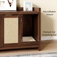 thumbnail image 2 of 33'' Cat Litter Box Enclosure with Rattan Door,Hidden Litter Cabinet Furniture with Cat Scratch Pad for Living Room, Walnut, 2 of 8