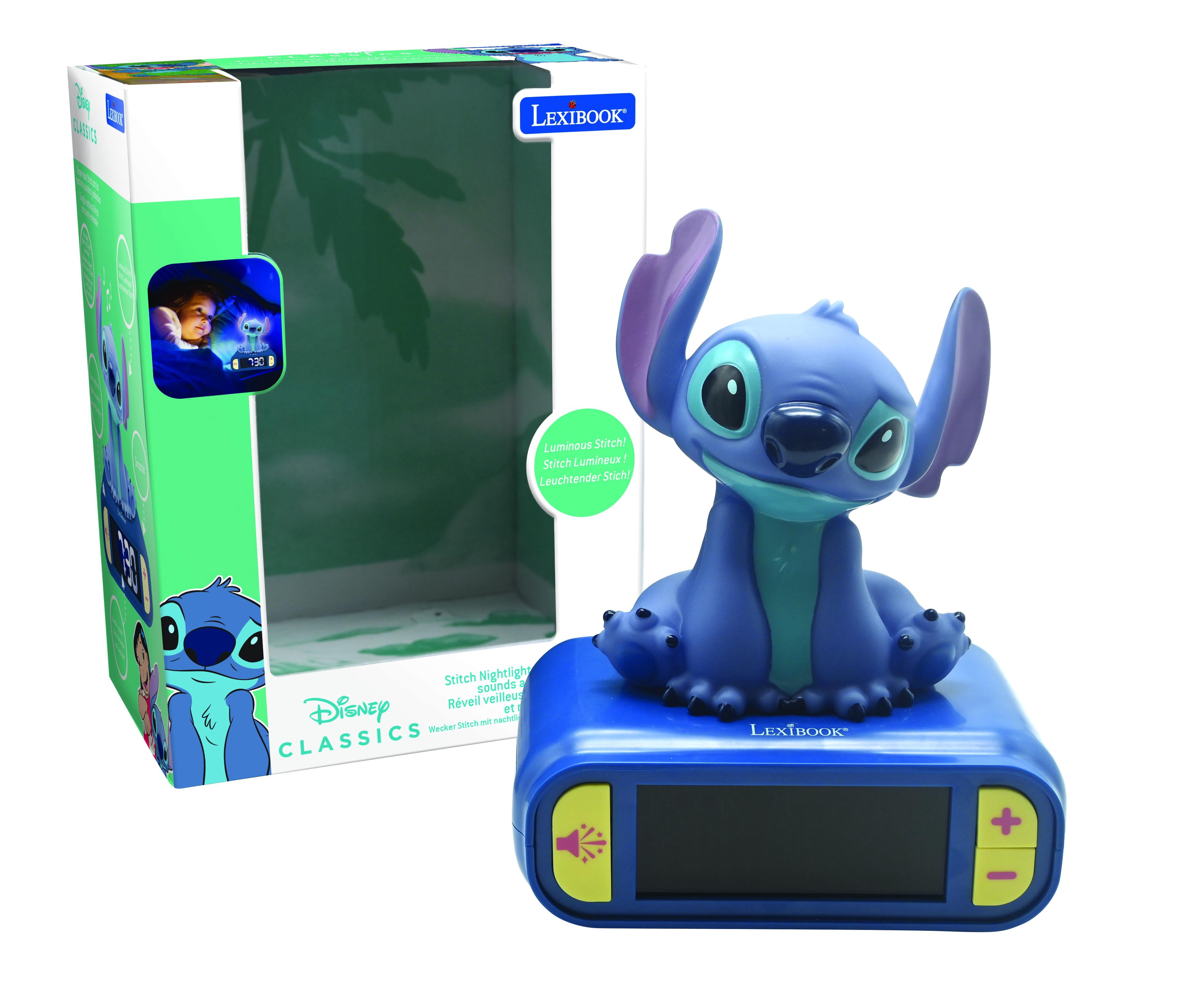 Lexibook, Disney Stitch, Stitch Nightlight Alarm Clock, Sounds and Melodies, LCD Backlit Screen, Luminous, Snooze, Blue