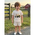 thumbnail image 4 of BemeyourBBs Toddler Baby Boys Summer Clothes Waffle Knit 2 Pieces Outfits Cute Tractor Embroidery Short Sleeve T Shirt Tops and Pockets Shorts Set, 4 of 9