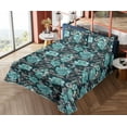 thumbnail image 4 of Ambesonne Floral Fitted & Flat Sheet with Shams 4 Pcs Set, Watercolor Rose Leafy Modern, Calking, Seafoam Dark Teal Dimgray, 4 of 5