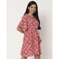 thumbnail image 3 of Moomaya Printed Rayon Dress, Flutter Sleeves Embroidered Casual Summer Dress, 3 of 8