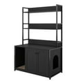 thumbnail image 5 of Tcbosik Large Cat Litter Box Enclosure Cabinet with Scratch Pad, Wooden Litter Box Furniture with 2 Open Shelves, Hidden Litter Box Furniture, Black, 5 of 6
