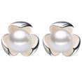 thumbnail image 2 of Jiaroswwei Flower 925 Sterling Silver Ear Studs Rhinestone Ball Earrings Wedding Jewelry, 2 of 8