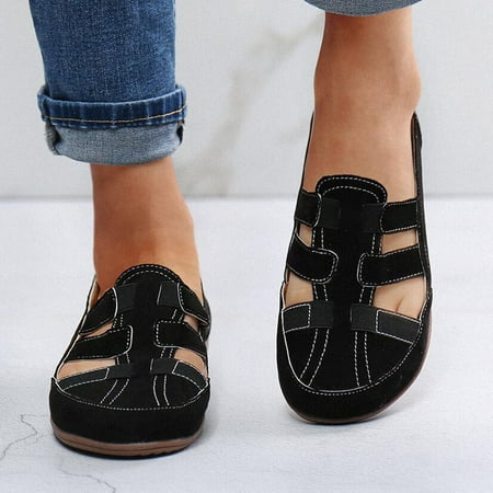 

Dpityserensio Women s Summer Solid Color Hollow Out Flat Bottom Comfortable Women s Sandals Summer Women Sandals Clearance Black 9(41)