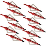 12Pcs 100 Grain 3 Blade Crossed Broadhead Screw-in Arrows Tips for Compound Bow Crossbow Archery Hunting with Broadheads Red