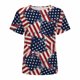 thumbnail image 4 of Tops de mujer Moda Casual Blusa suelta Bandera del Día de la Independencia Impresión de cuello redondo Camiseta Camisas Blusa Camiseta estampada Pompotops hfajkhk129857, 4 of 9