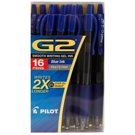 Dots Roller Ball Pen - Pilot - G2 Gel Roller Ball Pens, Retractable, Blue Ink, Fine - 16 Pens