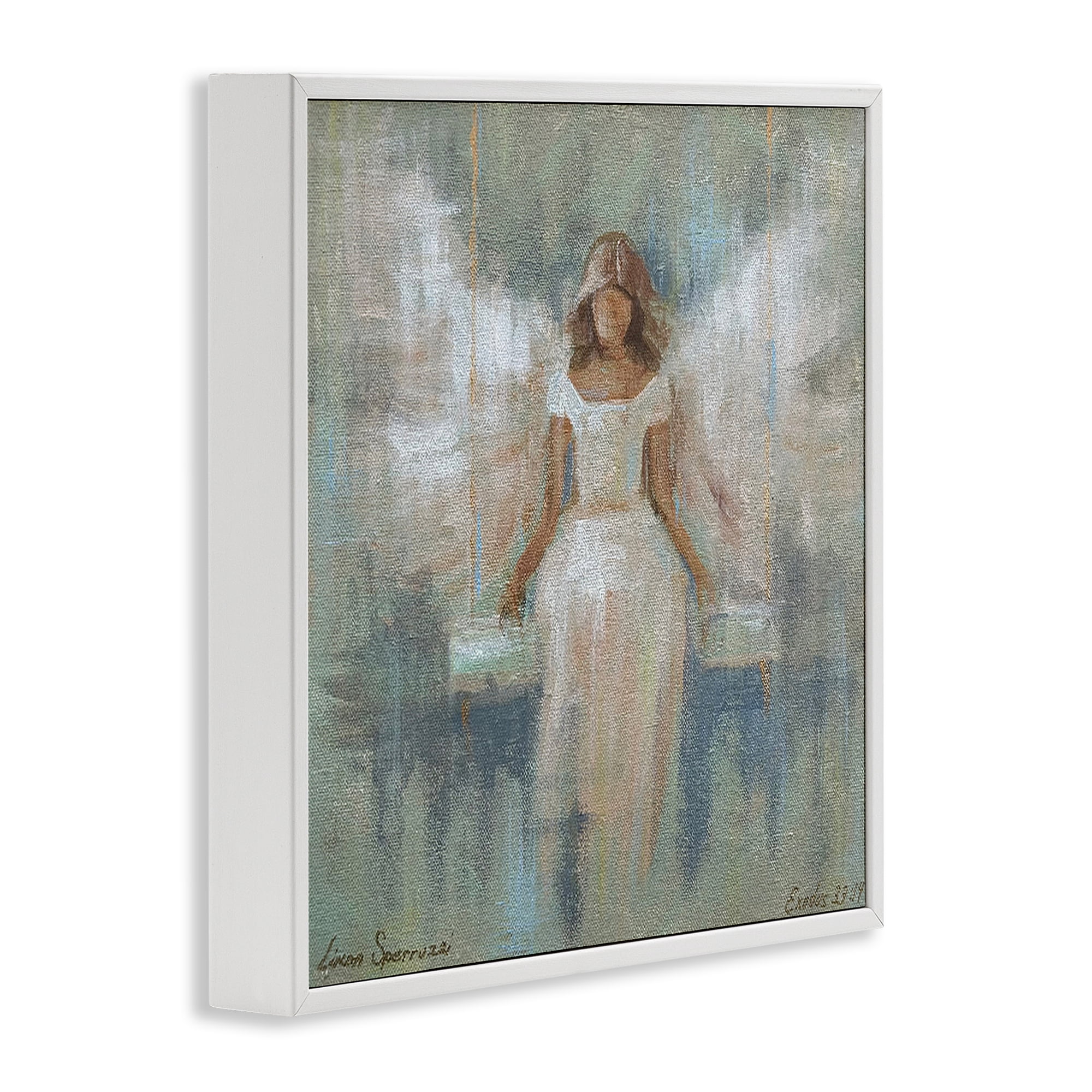 Stupell Industries Dreamlike Restful Angel White Framed Giclee Art, design by Linda Sperruzzi