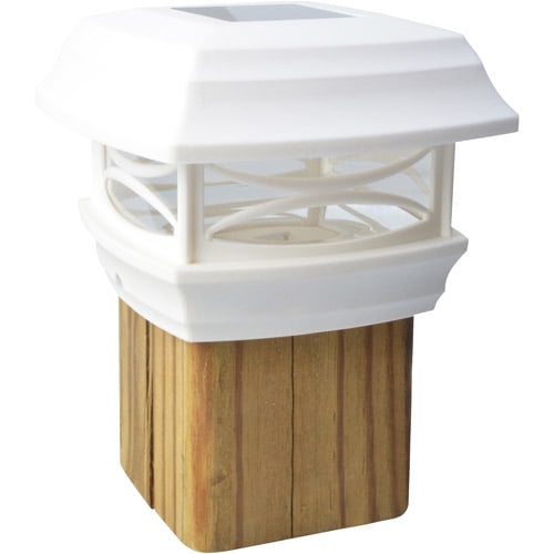 Moonrays 91254 Solar Powered LED Post Cap Light, 4-Inch by 4-Inch Post, White Finish by Coleman Cable Inc