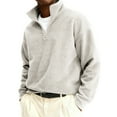 thumbnail image 2 of Half Zip Pullover Men Sherpa Lined Winter with Fuzzy Sweatshirt Design for Soft and Warm Daily Wear Beige L, 2 of 3