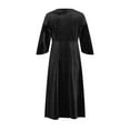 thumbnail image 5 of Qulqfy Black Womens Wedding Guest Dress Velvet Half Sleeve Maxi Crewneck Fashion High Waist Dresses Dress for Women L, 5 of 6