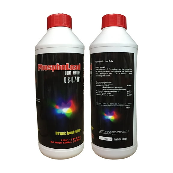 Phosphoload 1 Liter (2 PACK)- Bloom Booster Hydroponic Fertilizer Original Recipe 1L by Dutch Master - 2 Bottles