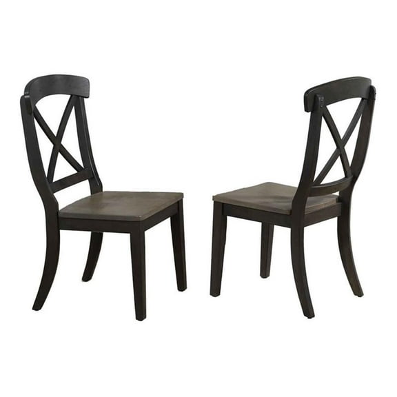 Wood Dining Chairs in Gray Stone/Black Stone (Set of 2)