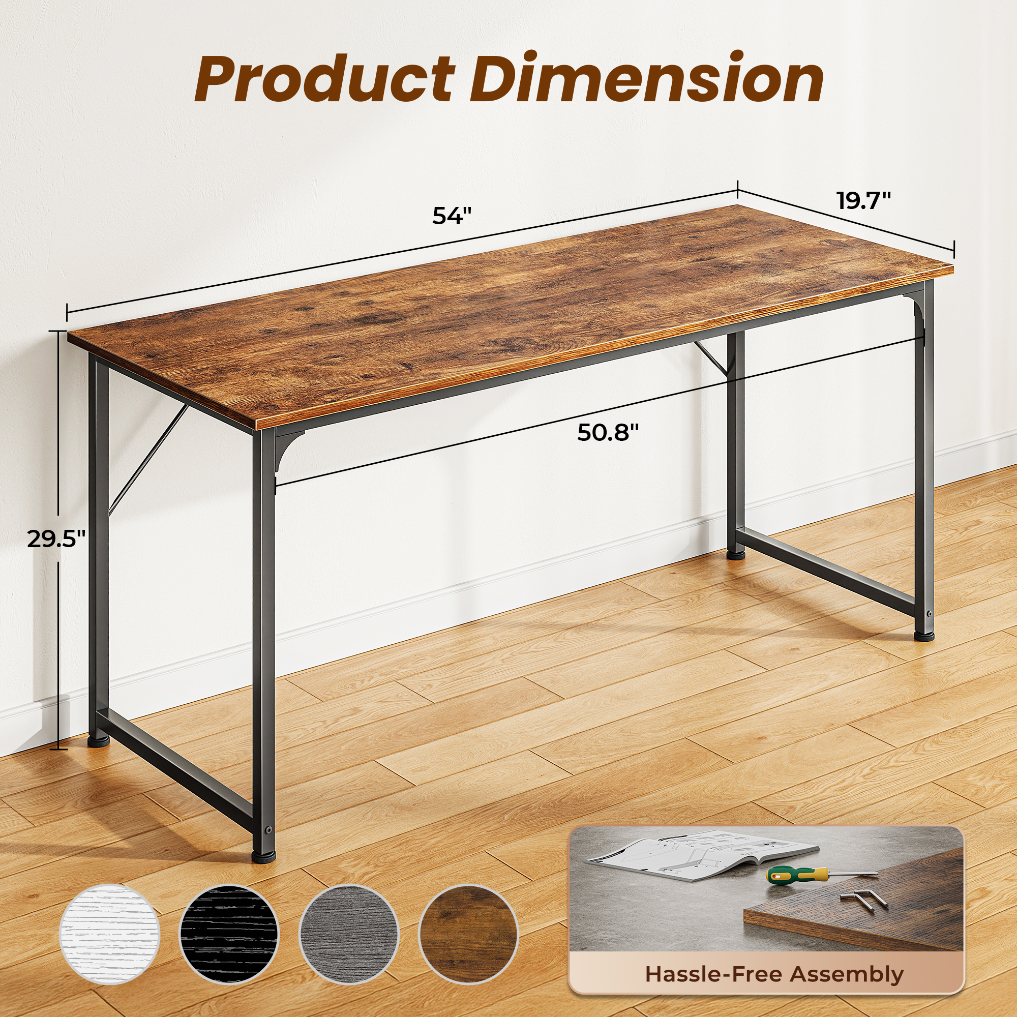 Amadwell 54" Computer Desk, Rustic Brown photo 6