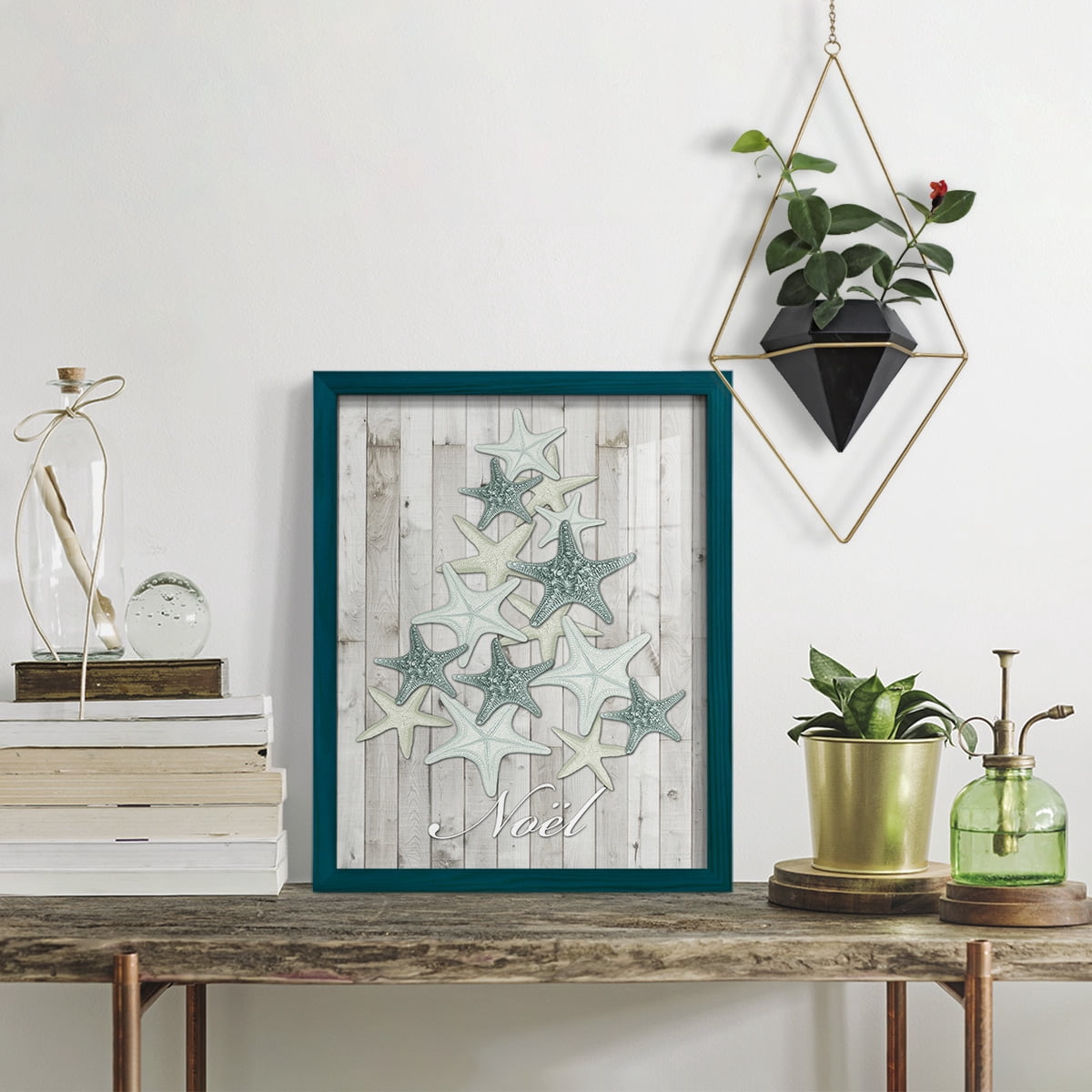 Coastal Christmas IV -Framed Print w/glass-Ocean Blue