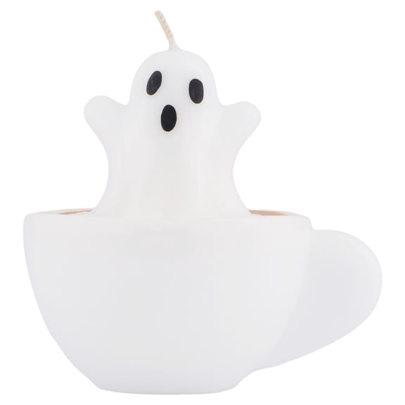 Ghost in Coffee Cup Candle, White, 4", Halloween by Way To Celebrate
