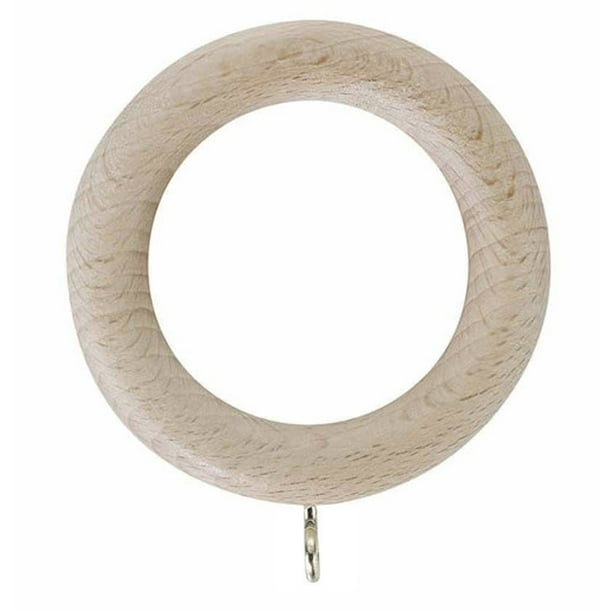 1 1/4 Inch Wood Curtain Rings with Eyelets Unfinished Natural Wood 1.25