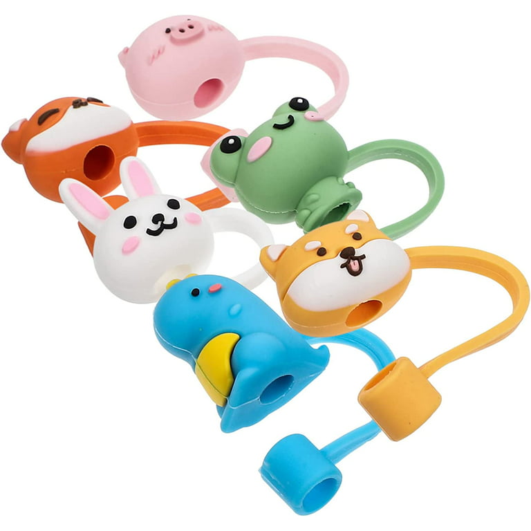 4pcs Reusable Silicone Straw Covers Cap Animal Cute Drinking Straws Covers  Cap Cow Straw Toppers For Tumblers Dropshipping F5N3 - AliExpress