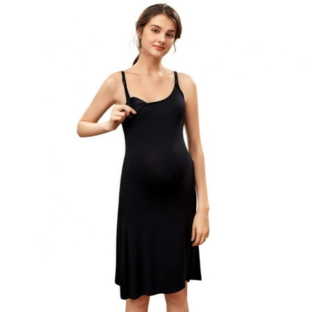 

Women s Nursing Nightgown Adjustable Cami Maternity Dress Padded Breastfeeding Gown Full Slips Loose Sleepwear Sleeveless Nightshirt