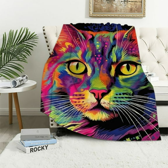 HENGT Colorful Cat Blanket for Bed, Dean Russo Throw Blanket for Women, Men and Kids - Super Soft Plush Cat Blanket Throw Plush Blanket for Cat Lovers