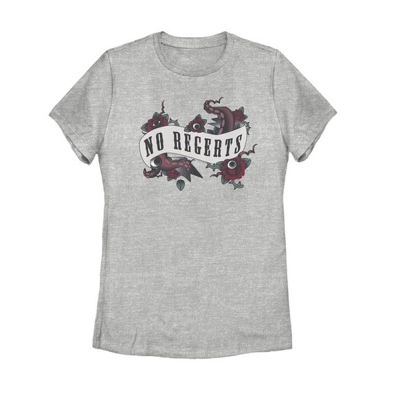 Women's Addams Family No Regrets Joke Tattoo  Graphic Tee Athletic Heather Medium