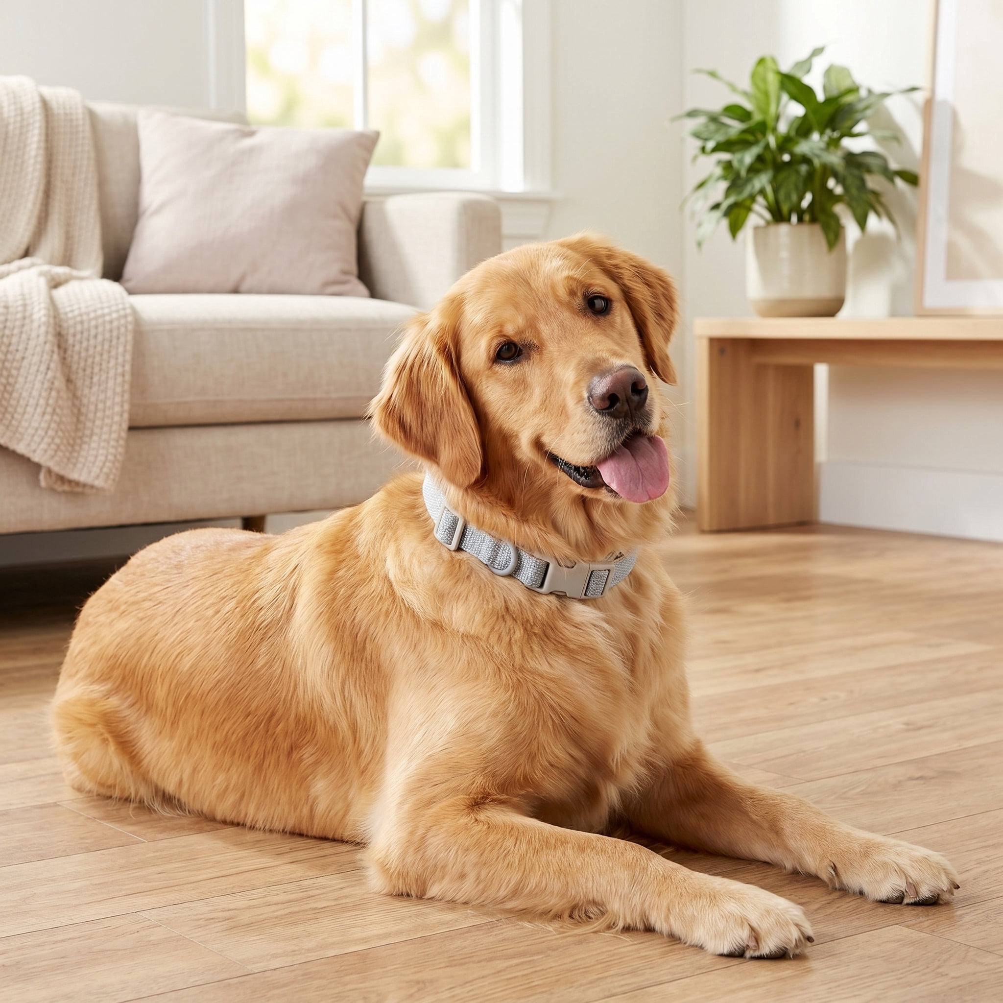 Vibrant Life Neoprene Cushioned Adjustable Dog Collar, Gray, L