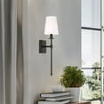 thumbnail image 3 of Kira Home Torche 20" Wall Sconce, Tapered White Linen Shade, Candle Wall Light, Elongated Tail, Oil Rubbed Bronze, 3 of 8