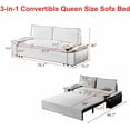 thumbnail image 4 of Tabaray 70.1" Futon Sofa Bed Queen Size, Pull Out Couch Bed, 3-in-1 Convertible Sleeper Sofa with 2 Soft Pillows, Modern Velvet Futon Couch for Living Room, Small Space, Apartment, Bedroom, Light Grey, 4 of 9