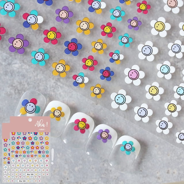Pegatinas para decoración de uñas de girasol, pegatinas coloridas para decoración de uñas con diseño de flor de sol, autoadhesivas 3D, diseño de bricolaje, tendencia de moda, glamour, accesorios de de