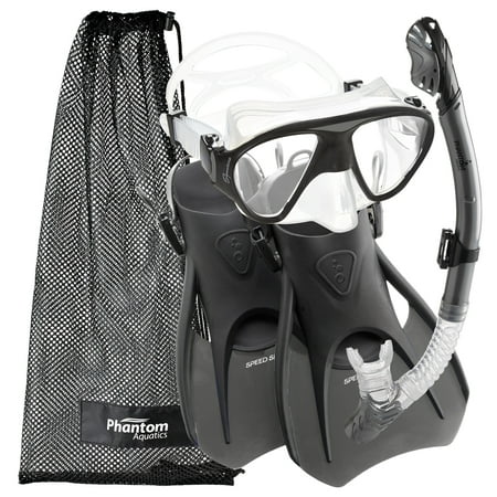 Phantom Aquatics Adult Signature Mask Fin Snorkel Set with Net Bag