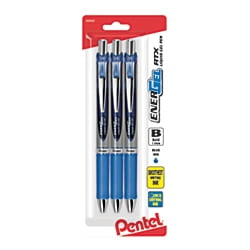 Pentel® EnerGel RTX Pens, 1.0 mm, Bold Point, Blue Ink, Pack Of 3
