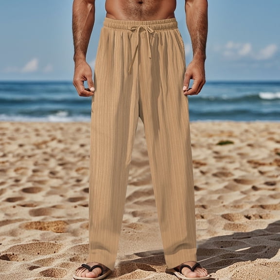 Men's Summer Casual Trousers Loose Fit Everyday Comfort Lightweight Breathable Long Pants for Daily Leisure Wear Men's Comfortable Lightweight Hiking Pants Kids Pull On Sweatpants