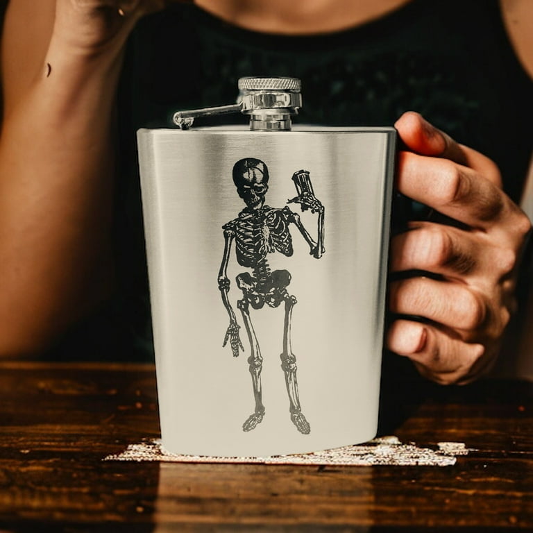 8oz Skeleton time is running out Stainless Steel Flask 8oz Skeleton time is running out Stainless Steel Flask