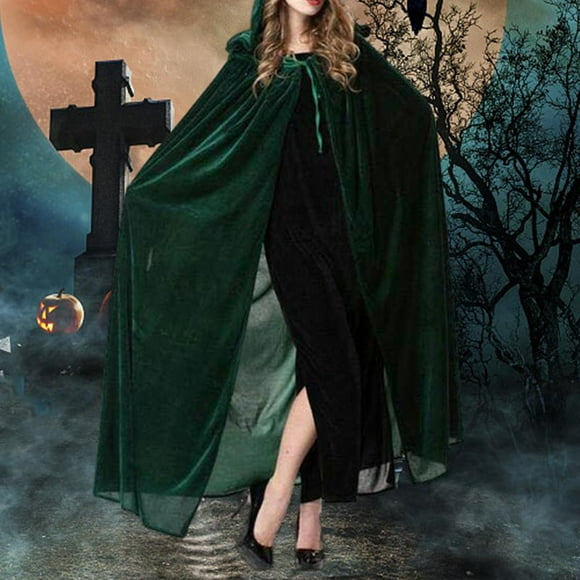 Capa con capucha Cosplay Halloween Navidad Verde oscuro Salvador