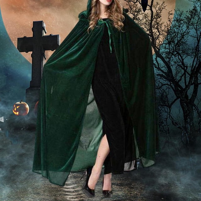 Capa con capucha Cosplay Halloween Navidad Verde oscuro Salvador