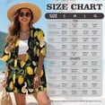 thumbnail image 7 of Xoenoiee Lemon Leaves Print Women's 2 Piece Beach Outfits Short Sleeve Shirts and High Waist Shorts Lounge Sets Casual Tracksuit Set Beachwear, XL, 7 of 7