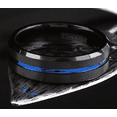 thumbnail image 3 of Blue and Black Wedding Band Ring - Unisex Wedding Rings Brushed Finish 8mm, 3 of 5